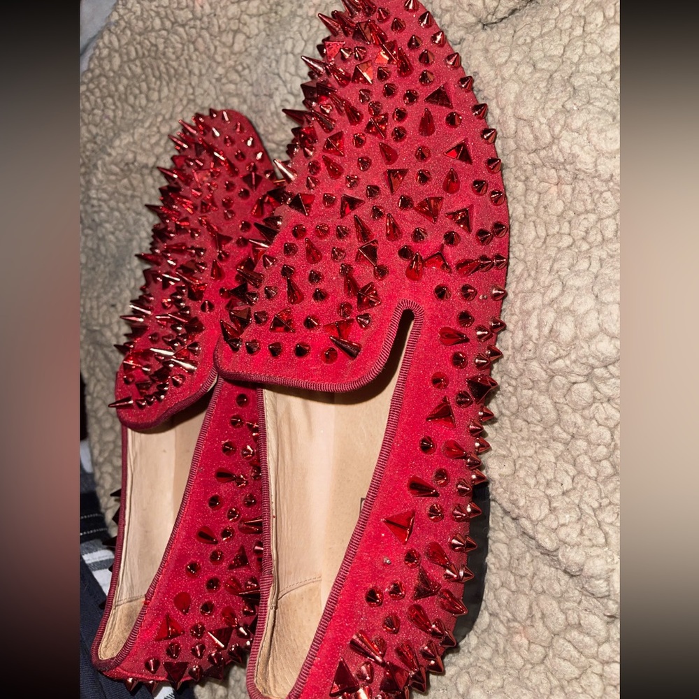 Men’s Ferucci red spiked loafers: size 10